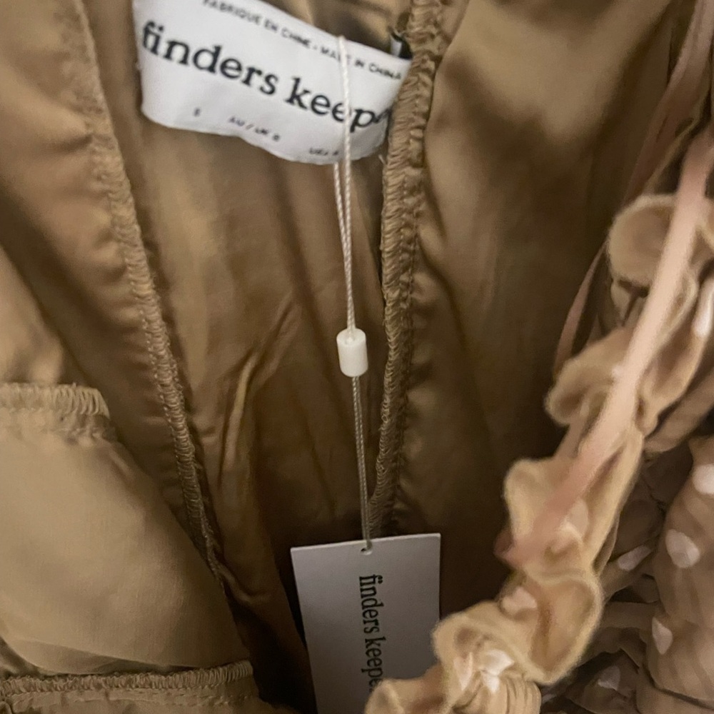 NWT Finders Keepers Elegant Tan Ruched Dress - Picture 9 of 9